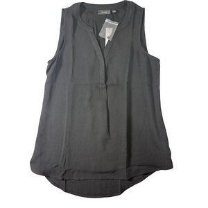 Apt. 9 Womens Black Sleeveless Blouse XS 100% Polyester Curved Hem Lightweight